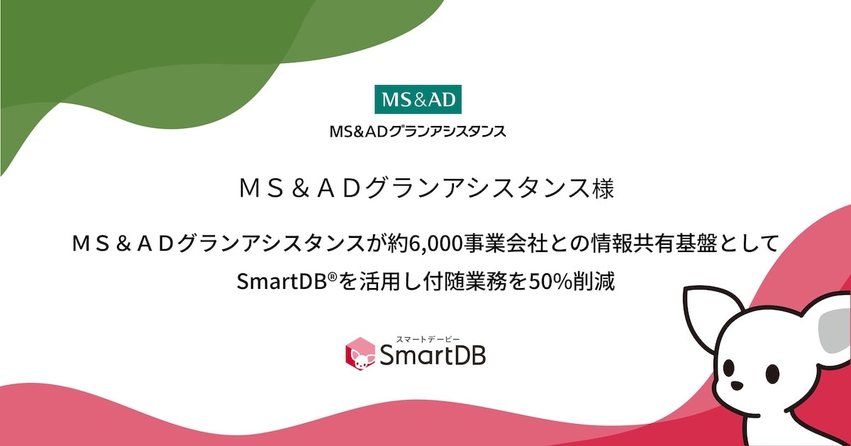 ＭＳ＆ＡＤグランアシスタンスが約6,000事業会社との情報共有基盤としてSmartDB®︎を活用し付随業務を50%削減